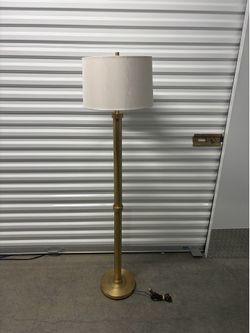 Brass Finish Floor Lamp with Drum Shade