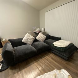 Black Couch With Ottoman Like New 