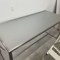 Large Stainless Glass Top Desk