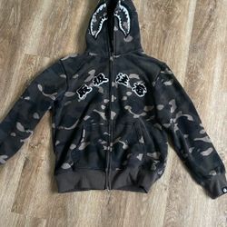 BAPE black eye patch color camo shark full zip hoodie 