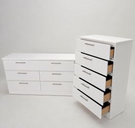 White Dresser and Chest of Drawers Set - Cómoda Y Gavetero