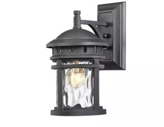 Home Decorators Collection C2368 1-Light Black Outdoor Wall Lantern, Black