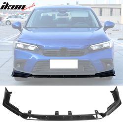 Fits 2022-2024 Honda Civic 11th Gen IKON Gloss Black PP Front Bumper Lip Spoiler 3PC