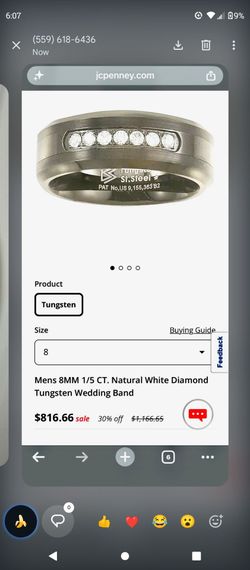 Men's Tungsten Band Ring with diomands