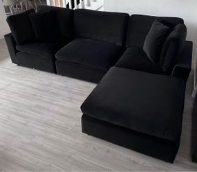 Black Fabric Modular Sectional Sofa with Chaise, no credit needed,same day delivery 🚚