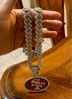 SF 49ers Iced Out Cuban Link Chain Necklace