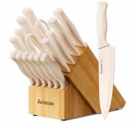 17-Piece Kitchen Knife Set with Built-In Sharpener