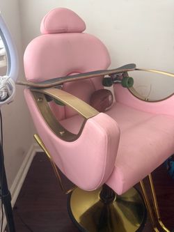 Pink Salon Barber Chair with Gold Base