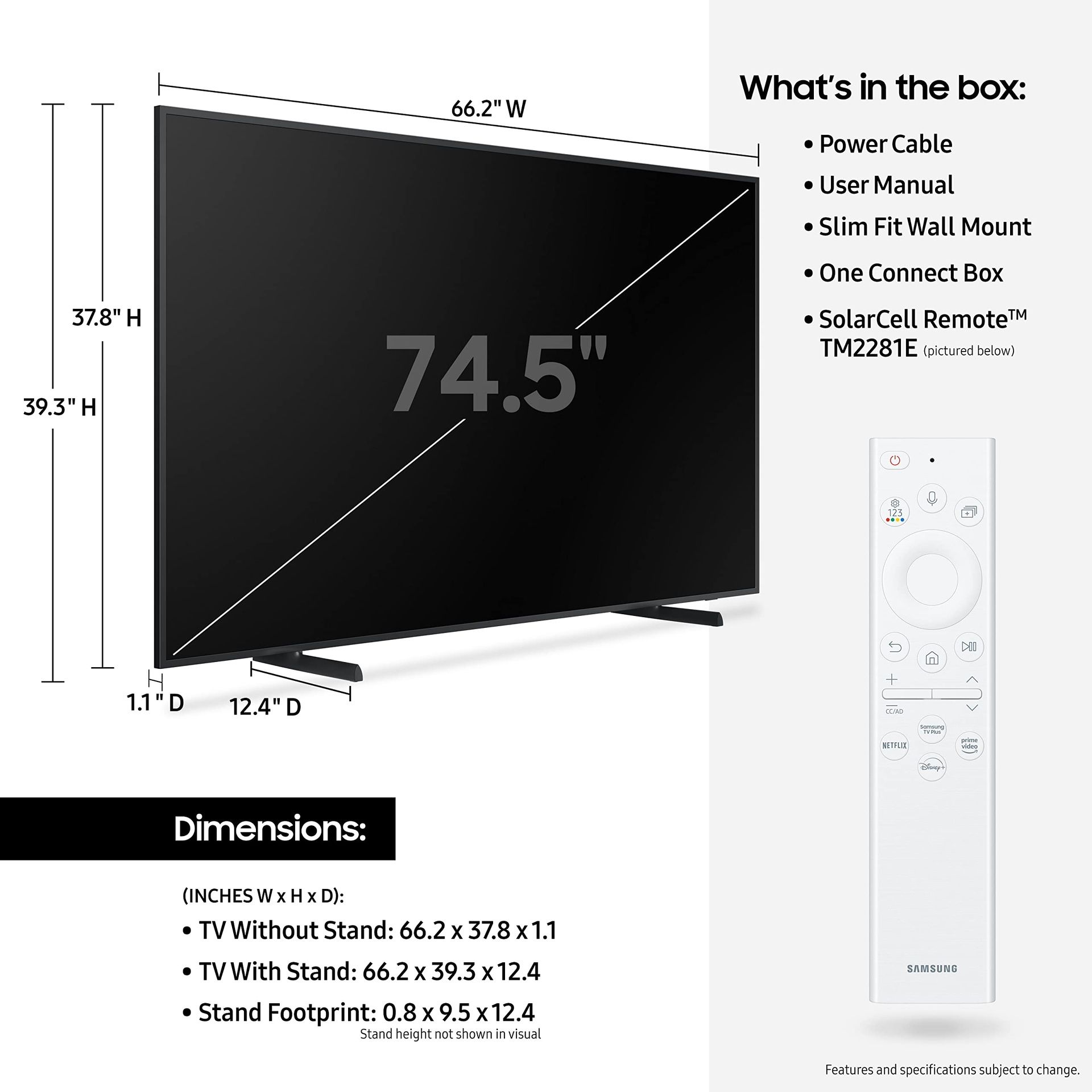 Samsung Frame TV 75 Inches Open box