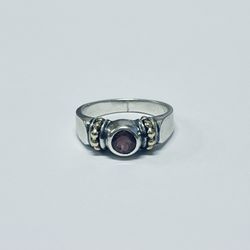 Vintage Lagos Caviar Sterling Silver & 18K Gold Rhodolite Garnet Ring