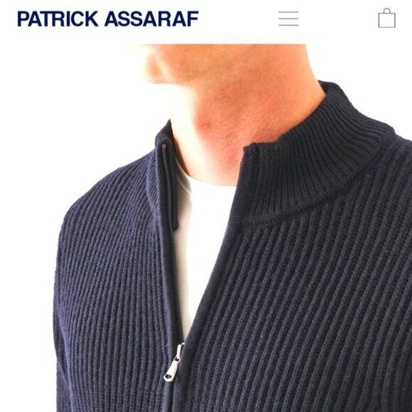 Patrick Assaraf Men's 100%  Merino Wool Full Zip Cardigan- L excellent condition 