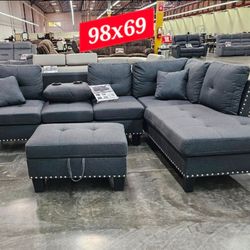 BRAND NEW 3PCS SECTIONAL SOFA SET WITH OTTOMAN AND ACCENT PILOWS INCLUDED $389
