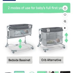 Ingenuity Dream & Grow Bedside Bassinet and Sleeper, AirLoom Handstitch Fashion, Baby Bed for Ages 0-12 Months