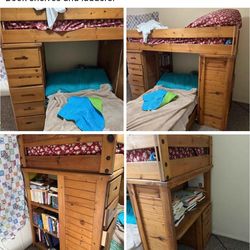 Twin size solid  wood bunk beds with 2 mattress