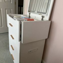 Small Vanity Desk with Mirror and Lights, Makeup Vanity Desk with chair 
