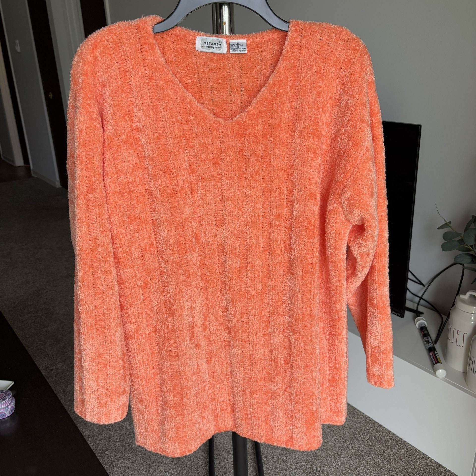 Sostanza Contemporary Apparel Sz Medium Women Coral 100%Acrylic Pullover Sweater
