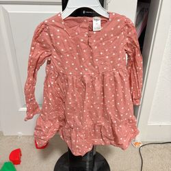 Baby Girl Oshkosh Pink & WhiteLong Sleeve Dress Button Sz 2T Toddler Girl Dress  Come from pet free smoke free home  Washed with detergent & sanitizer