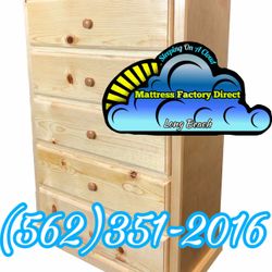 Natural Solid Pinewood Five Drawer Dresser Chest Cajonera Mueble 