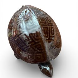 Adorable Vintage China Feng Shui Lucky  Wealth Fired Clay Bobble Turtle Figurine Dangling Head/Legs Brown approx 3"