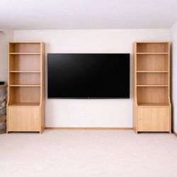 Semi Built In Bookcase Towers Glass Display + Toy And Gaming Storage 