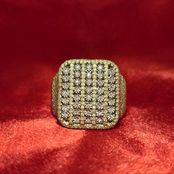 10k Yellow Gold Diamond Puffed Square Ring 2.15 ctw