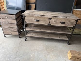 TV credenza with 2 matched end tables