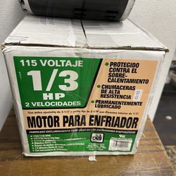 Motor For Evaporative Cooler 1/3 HP 2 Speed 115V 2202