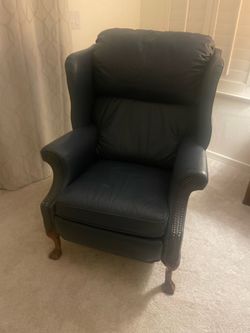 Blue leather Barcalounger recliner chair $450 OBO