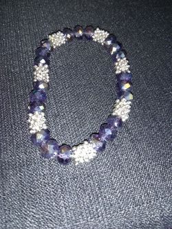 Purple/ Silver Beaded Bracelet