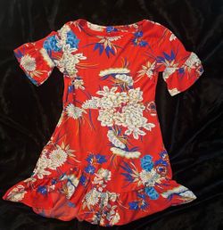 Ruffle Bottom Lightweight Summer Dress Red Nee