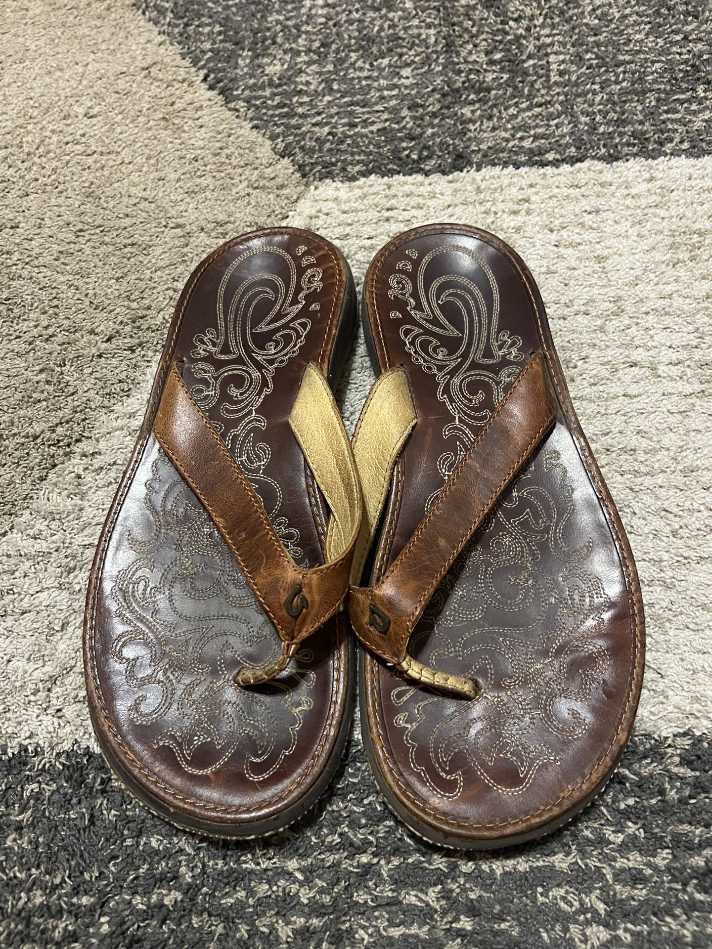 Olukai Panolo Women’s Brown Leather Sandals Size 7
