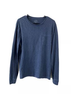 J Crew Mens Small Navy Blue Cotton Pullover Sweater Garment Dyed