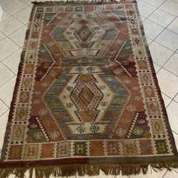 Vintage Anatolian Tribal Kilim Rug – 8′2″ × 5′5″ Handwoven Flatweave