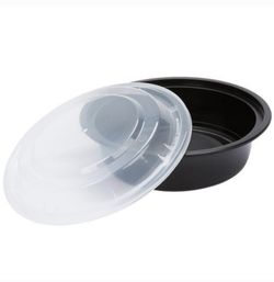 6" Round Black Container & Lid 16oz