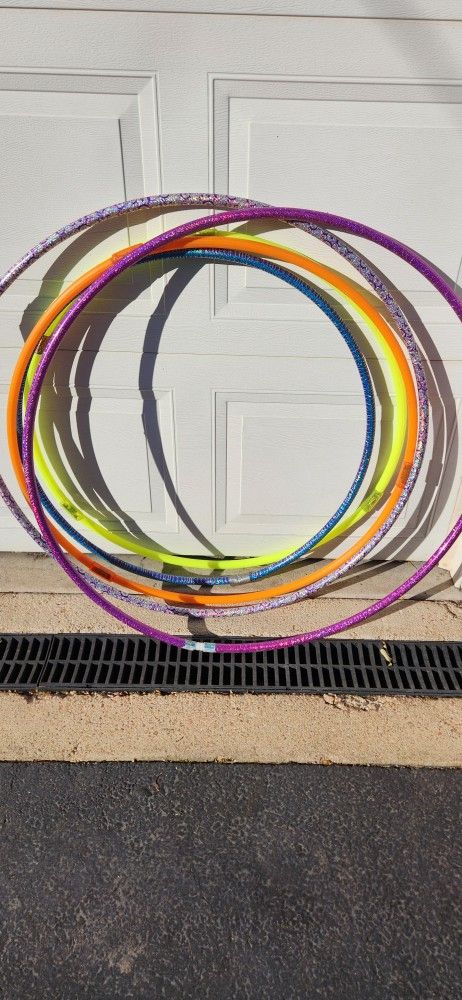 5 Hula Hoops Various Sizes And Color