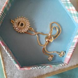 D Letter Bracelet  Cubic Zirconia