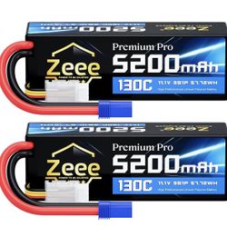 2x Zeee 11.1V 130C 5200mAh EC5 3S Lipo Battery for RC Car Truck Helicopter Plane