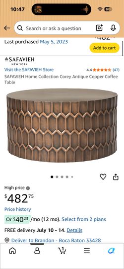 Safavieh metal coffee table