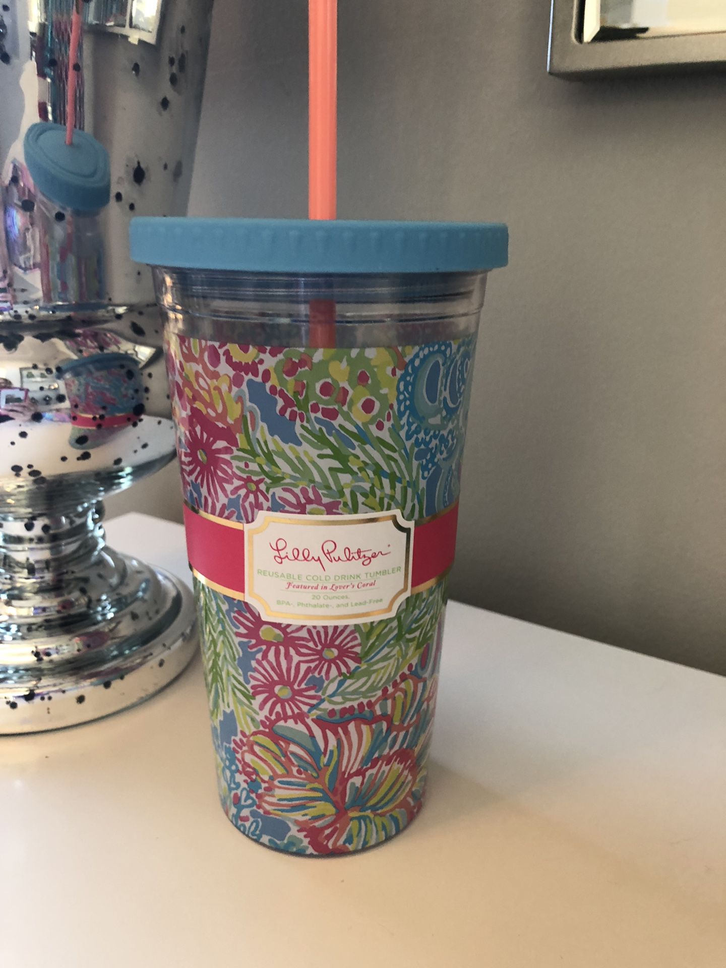 Lilly Pulitzer reusable cold drink tumbler NEW with tags
