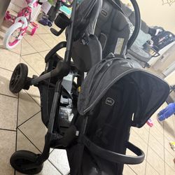 Evenflo Pivot Xpand Travel System w/car seat-Sabino Gray