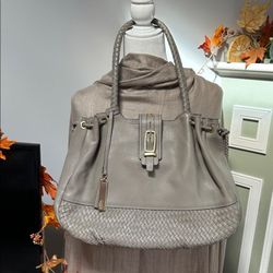 Lodis Gray Leather Shoulder Bag