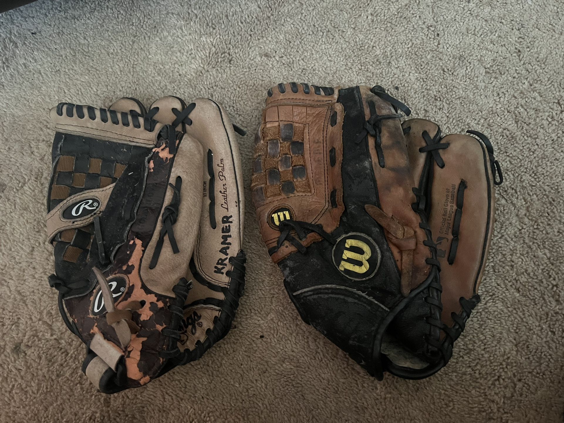 Various Adult Baseball Gloves 12.5” 12” 12 1/2 13”