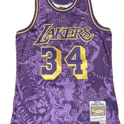 4 Mitchell & Ness LA Lakers Shaquille O’Neal CNY Swingman Jersey Purple Large