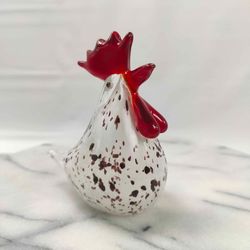 Large Art Glass Rooster with Color LED Light Base and Remote