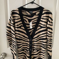 Express Womens Zebra Print Cardigan (XS)
