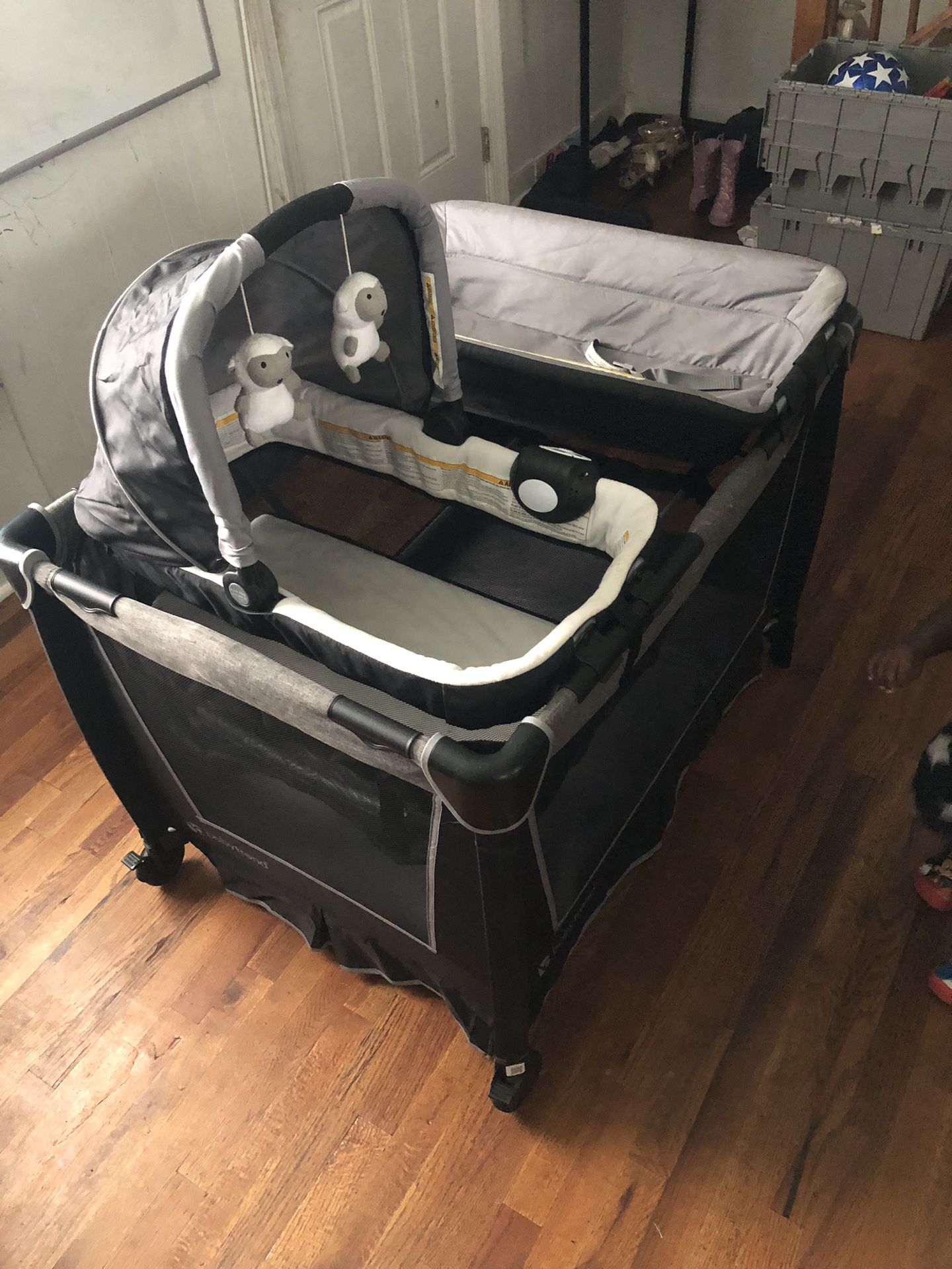 New Born Bassinet, Changing Table, Converts To Play Pen