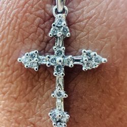 10k Gold and natural Diamonds Cross Pendant