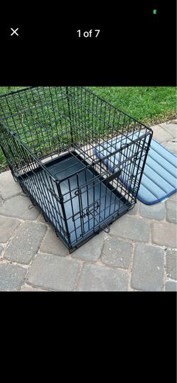 Dog crate 24 inch with tray and fabric cushion along with fence/gate