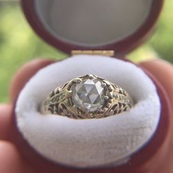 Stunning Antique Rose Cut Diamond Ring 8k Gold! Sz8