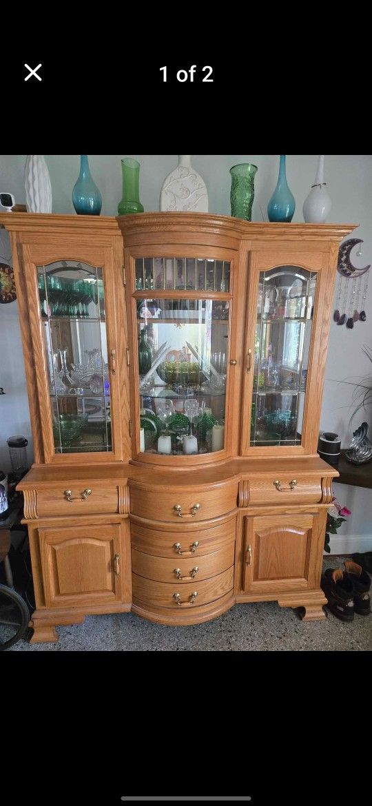 Dining room table and hutch